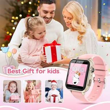 cjc Smart Watch for Kids Gift for Girls Ages 4-12 - Includes Screen Protector, 30+ Games, 140 Learning Cards, HD Touch Screen, Camera, Music, Pedometer - Fun & Educational Birthday Gift Idea (Pink) - Image 7