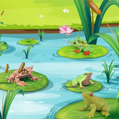 Wildlife Animal Frog Model Playsets 4 PCS Red Eye Tree Frog Triangular Leaf Frog Figures Figurine Family Party Favors Supplies Cake Toppers Set Toys for Boys Girls Kid Toddlers - Image 5