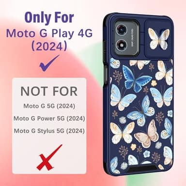 Funermei for Moto G Play 4G 2024 Case - Women Girls Cute Phone Cover Girly Pretty Aesthetic Butterfly Unique Design with Camera Cover and Ring Stand Funda for Motorola G Play 4G 2024 - Image 2