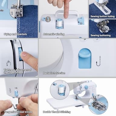 Sewing Machine for Beginners with Extension Table Mini Sewing Machines Kit Supplies 12 Built-in Stitches with Needles Assorted Thread Kit Starter Kit Easiest for Adult and Kids - Image 6