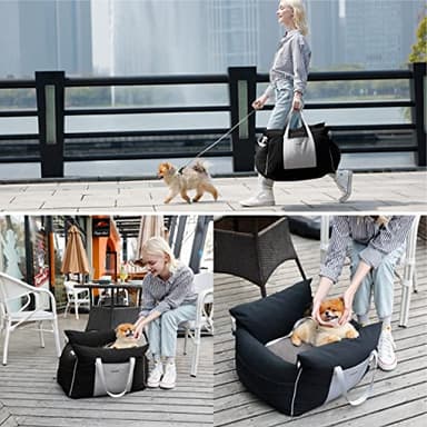 Lesure Small Dog Car Seat for Small Dogs - Waterproof Dog Booster Car Seat with Storage Pockets, Clip-On Safety Leash and Thickened Memory Foam Filling, Pet Carseat Puppy Travel Carrier Bed, Black - Image 5