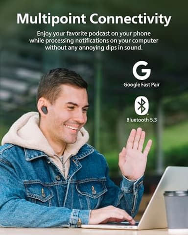 PHILIPS TAT3519 Wireless Earbuds,True Wireless Headphones with Noise Canceling Pro,Dynamic Bass,Clear Call,24 H Battery Life,Fast Charging,Bluetooth 5.3,IPX4,App/Touch Control,Black - Image 7