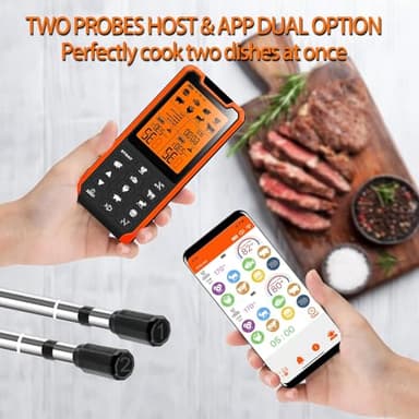 PRAVETTE Smart Bluetooth Meat Thermometer - Long Range Wireless Food Thermometer, Digital Meat Thermometer with Dual Probes for BBQ Grill, Oven, Smoker, Air Fryer - Image 7