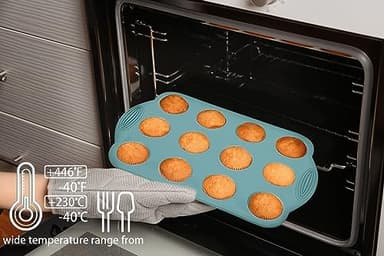Baocuan 12 Cups Silicone Mini Muffin Pan-3 Pack Nonstick Food Grade & BPA Free Silicone Muffin Pan For Baking cupcake Mini Muffin and More - Image 4