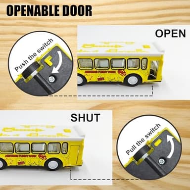 KIDAMI Die Cast Metal Toy Cars Buses Set, 1:64 Scale Double Decker City Bus Vehicles, Pull Back Cars with Openable Doors for Toddlers Boys Girls Birthday Gift - Image 4