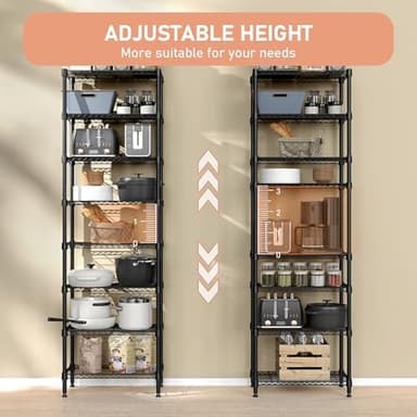 8 Tier 2000 lbs Storage Rack Metal Wire Shelving Unit, Storage Standing Shelf Organizer for Laundry Bathroom Kitchen Pantry Closet Garage Basement Utility Room, Black 13.8" D x 23.6" W x 79.5" H - Image 6