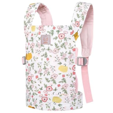 GAGAKU Baby Doll Carrier for Little Girls Toy Baby Carrier for Dolls Baby Doll Accessories for Toddlers Backpack Doll Swing Bassinet - Pink - Pumpkin Plum Blossom - Image 6