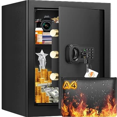 3.0 Cuft Large Fireproof Safe Box for HOME USE, Digital Home Security Safe with Programmable Keypad and Removable Shelf, Document Safe Fireproof Waterproof for Money Firearm Medicine Valuables - Image 1