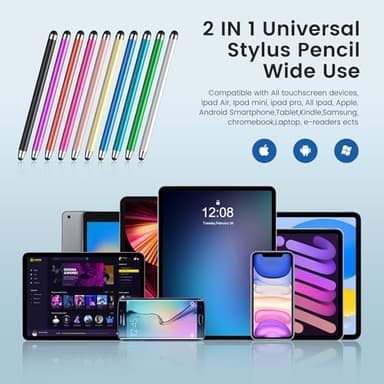 Stylus Pen for Touchscreen,10 Pack Stylus 2 in 1 Capacitive Apple Pen ipad Stylus Pencil Universal Stylus Pen for iPad iPhone Android Phone Samsung Galaxy Tablets Laptops Chromebook All Touch Screens - Image 7