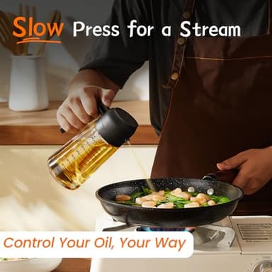 TrendPlain 16oz/470ml Glass Olive Oil Sprayer for Cooking – 2 in 1 Olive Oil Dispenser Bottle for Kitchen Gadgets and Air Fryer Accessories, Salad, BBQ - Black - Image 3