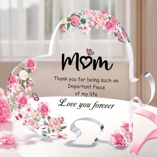 Zdovivot Mom Birthday Gifts Acrylic Puzzle Keepsake 3.93 x 4.6 In Mothers Day Gifts for Mom from Daughter Son Heart Shaped Home Decorative Signs - Image 1