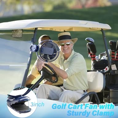 BIVBTP 12000mAh Clip on Fan 30H Longest Runtime, 8in Portable Fan Rechargeable, Ultra Quiet with Heavy-Duty Clamp, USB Desk Fans for Golf Cart,Office Desk, Treadmill, Camping, Bedroom - Image 7