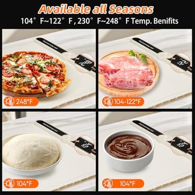 Food Warmer Mat for Buffet Electric Warming Trays for Party Food Trays Food Warming Mats for Countertop with 9 Temp. 104-248℉,8s Fast Food Heating Pad 6 Timers Roll up Silicone Warming Mat 24x15 - Image 3