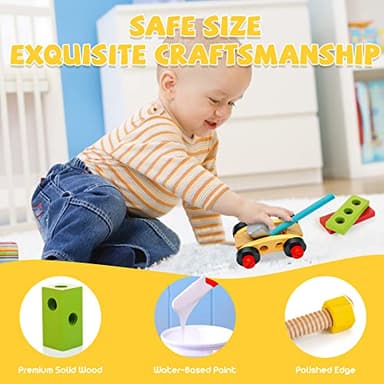 KIDWILL Tool Kit for Kids, 36-Piece Wooden Toddler Tools Set Includes Tool Box, Montessori Educational Stem Construction Toys for 2 3 4 5 6 Year Old Boys Girls, Best Birthday Gift for Kids - Image 8