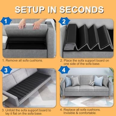 LAVEVE Heavy Duty Couch Cushion Support Board for Sagging Sofa, 21.5''x70'' Extra Thick Solid Wood Under Couch Insert with Anti-Slip Dots, Repair Sagging Spring Sofa and Replace Worn Cushions - Image 7