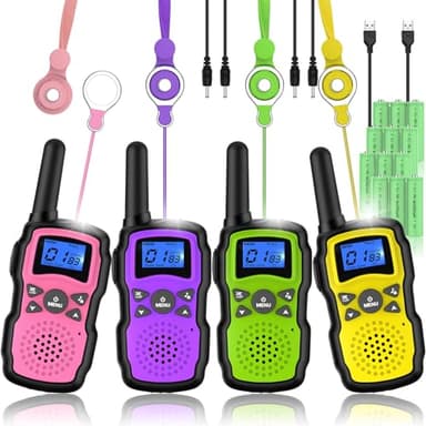 Wishouse Walkie Talkies for Kids Rechargeable 4 Pack,Walky Talky for Adults 2 Way Radio with 2 USB Chargers 12000mAh Battery,Camping Games Toy Birthday Halloween Xmas Gift for Children Family - Image 1