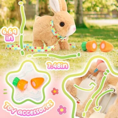 Tagitary Plush Toys Bunny Electronic Toy with Sounds,Wiggling Ears,Hopping,Twitching Mouth and Nose, Interactive Rabbit Toy for Kids with Leash,Easter Birthday Gift for Toddlers Kids - Image 3
