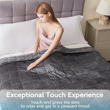 L'AGRATY Weighted Blanket for Adult - 48"x72" 15lbs Minky Dots Heavy Blanket with Glass Beads Soft Breathable for All-Season Summer Fall Winter Thick Comfort for Sleeping - Image 5