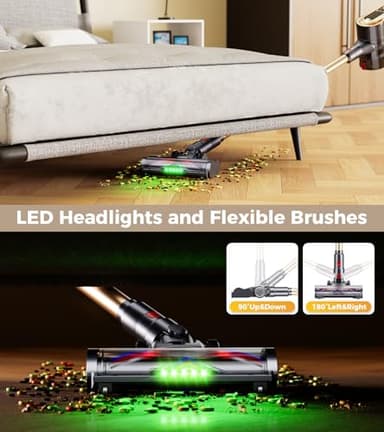 Cordless Vacuum Cleaner, 550W 45Kpa 65Mins Stick Vacuum, Self-Standing Vacuum Cleaners for Home with Wall Dock, LED Display, Anti-tangle Rechargeable Vacuum Cordless for Pet Hair/Carpet/Hard Floor - Image 5