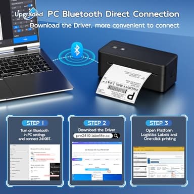 LabelCreate Bluetooth Thermal Shipping Label Printer, 4x6 Thermal Label Printer for Small Business, 2410BT Wireless Label Printers Compatible with iOS Android & PC, Widely Used for Ebay, USPS, Tiktok - Image 8