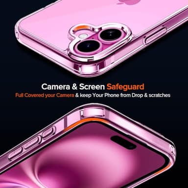 ivoler 3-in-1 Clear Case Designed for iPhone 16 6.1" 2024 with 2 Pack Tempered Glass Screen Protector Military Shockproof Protective Hard Back Slim Phone Cover- Clear - Image 6