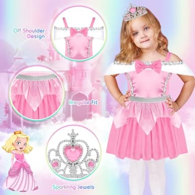 EULRGAUS Princess Dress Up, Toddler Dress Up Clothes, Cosplay Princess Costume Gift Set with Princess Dresses and Princess Toys, Pretend Play Girl Toys Age 3-6, Halloween Christmas Birthday Gift - Image 5