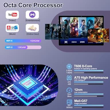 2025 Android 14 Tablet 22GB RAM 128GB ROM 1TB Expand, 10.1 inch 8000mAh Octa-Core Tablet with Keyboard & Mouse, HD IPS Display, 5G Wi-Fi, Bluetooth 5.0, GPS, Widevine L1, Split Screen -Metal Blue - Image 2