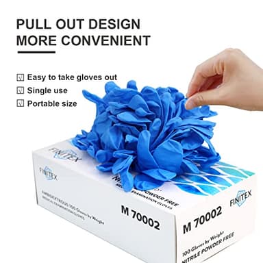 FINITEX Nitrile Disposable Medical Exam Gloves - 4 mil Powder-free Stretch Latex-Free Blue 100 PCS For Examination Home Cleaning Food Glove (100, Medium) - Image 8