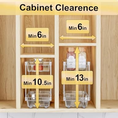 PanPanPal 2 Packs Pull Out Spice Rack Organizer for Cabinet, 2 Tier Vertical Spice Organization, 5.47" Wx11.14 Dx9.76 H, Cabinet Size Need:13'' High x 12'' Deep x 6'' Wide(Not for Cabinet with Lip) - Image 4