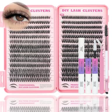 Lash Clusters Kit, 560 Pcs Eyelashes Clusters Kit 9-16mm Individual Lash Extension Kit D Curl Fluffy Wispy False Eyelashes (50D+60D New, Lash Clusters Kit) - Image 1