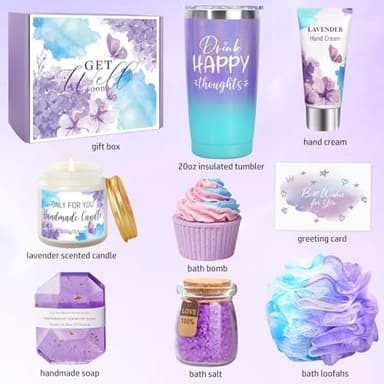 Birthday Gifts Set for Women,Spa Gift Baskets for women Self Care Gifts Unique Happy Birthday Set for Mom Sister Coworker Bestie Relaxing Gifts Box for Women Birthday , Valentine's Day - Image 2