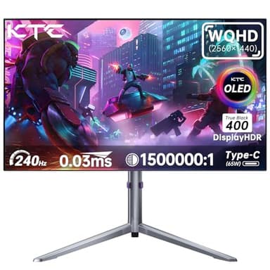 KTC 27-inch OLED Gaming Monitor | QHD 2560x1440P | 240Hz 0.03ms GTG | 1.5M:1 Contrast Ratio | DisplayHDR True Black 400 | 65W USB Type-C | Dual Speakers | Comes with Type-C, HDMI & DP Cables Included - Image 1