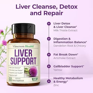 Vegan Milk Thistle Liver Detox – Herbal Liver Support Supplement w/Zinc, Dandelion Root & Artichoke Extract – 60 Capsules for Liver Cleanse Detox & Repair, Enzyme Support, Energy & Healthy Digestion - Image 5