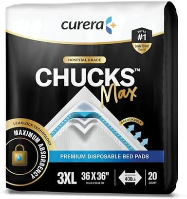 Chucks® MAX Hospital Bed Pads Disposable Adult 36 x 36 Breathable Incontinence Pads - XXX-Large Pee Pads for Adults - Heavy Duty 10X Absorbency Underpads - 400 Lbs. Patient Repositioning [20 Count - Image 3