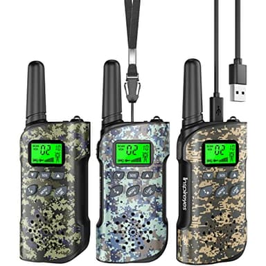 Inspireyes Walkie Talkies for Kids Rechargeable,Toys for Boys and Girls Ages 3-12, 3 Pack Long Range 2-Way Radios, Birthday Gifts,Christmas Stockings, Outdoor Play, Family Games, Hiking Camping Gear - Image 1