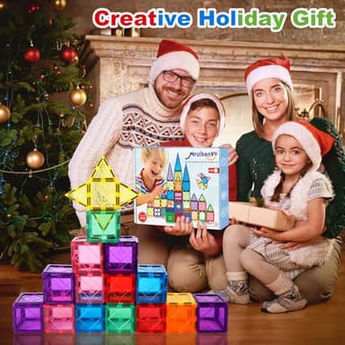Mruikeny 100PCS Magnetic Tiles Kids Toys - Magnetic Building Blocks STEM Magnet Building Set Preschool Learning Magnet Toys for Kids Ages 3-5 4-8, Sensory Montessori Toy for Toddlers 3+ Year Old - Image 7