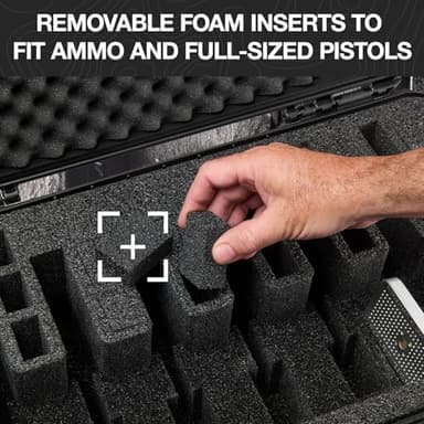 Pelican Vault v525 Pistol Case (Hard Shell) - 7 Pistol and 21 Magazine - Vertical Pre-Cut Foam Handgun Case (Black) - Image 4