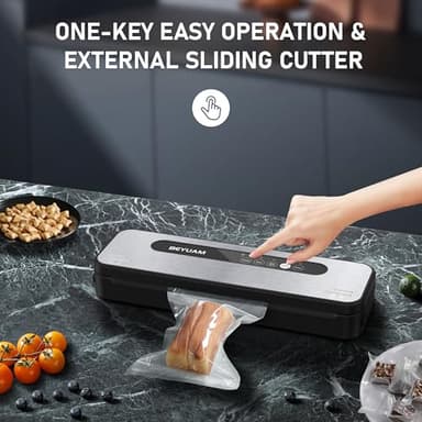 Vacuum Sealer Machine -85KPA Food Vacuum Sealer - 5 in1 Food Sealer Vacuum Sealer with Dry&Moist Modes, Includes 15PCS Storage Bags, 1 Air Suction Hose, 1Cutter - Image 4