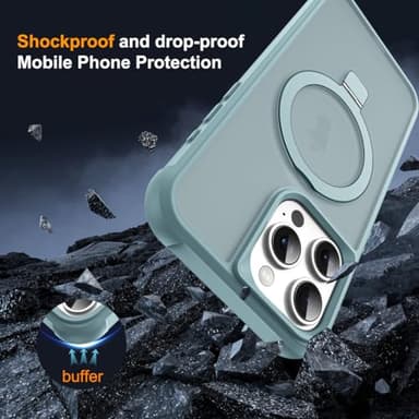 SKYLMW Compatible with iPhone 15 Pro Case with Invisible Magnetic O-Ring Stand Military-Grade Translucent Case for iPhone 15 Pro 6.1" [Compatible with MagSafe][Great Grip Feeling], Blue - Image 7