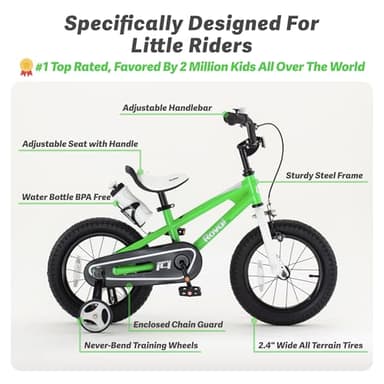 RoyalBaby Freestyle Kids Bike Boys Girls 16 Inch BMX Childrens Bicycle with Training Wheels & Kickstand for Ages 4-7 years, Green - Image 3