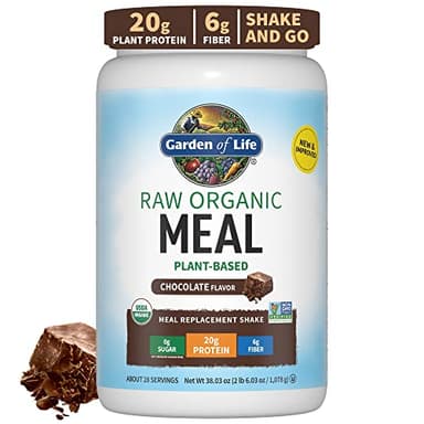 Garden of Life Meal Replacement Shakes, Raw Organic, Chocolate Protein Powder with Plant Based Pea Protein, Sprouts, Greens, Probiotics, Dairy Free 28 Servings - Image 1