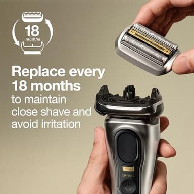 Braun Electric Shaver Head Replacement Part 94M, Compatible with Series 9 Pro and Series 9 Electric Razors for Men, Silver - Image 3