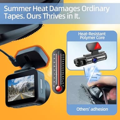 6Pcs Heavy Duty Dash Cam Mounting Tape - Ultra Heat Resistant Double-Sided Adhesive Pads for Windshield, Dashboard, GPS & Camera Holders | 60% Stronger Than Foam Tapes, Weatherproof & Customizable - Image 3