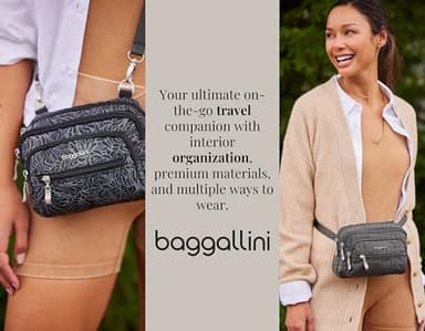 Baggallini womens Triple Zip Bagg cross body handbags, Midnight Blossom, One Size US - Image 2