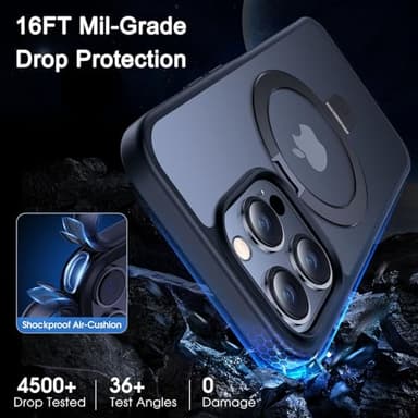 CASEKOO Designed for iPhone 14 Pro Case with Magnetic Invisible Stand [Military Drop Protection] [Compatible with MagSafe] Shockproof Slim Matte Translucent Pro Case 6.1 Inch, Black - Image 5