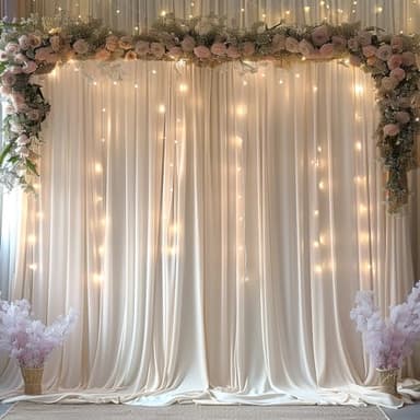 10x10ft Wrinkle Free Ivory Backdrop Curtain for Parties Soft Fabric Drapes Wedding Ivory Curtain Backdrop for Birthday Party Decorations Background for Photography 5x10ft,2 Panels - Image 2
