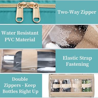 WELIDAY Travel Toiletry Bag - Spacious Toiletry Bag with Hanging Hook, Water Resistant Makeup Bag for Women & Men, Travel Essentials (Large-Green) - Image 4