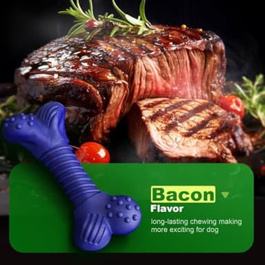 Doudele Dog Toys for Aggressive Chewers, Indestructible Chew Toys for Medium Large Dogs,Durable Rubber Dog Bones with Beef Flavor, Tough Dental Toy for Boredom Relief (Blue) - Image 4