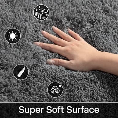 Merelax Area Rugs 9x12 Living Room, Large Grey Bedroom Carpet, Big Shag Indoor Thick Soft Nursery Rug, Deep Gray Fluffy Carpets for Boy and Girls Room Dorm Home Decor Aesthetic - Image 4