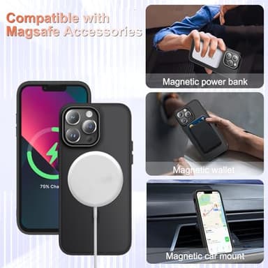 YENAPOON for iPhone 12 Pro Max Case, Matte Magnetic Phone Case with 1 Screen Protector, Support for Magsafe, Translucent Frosted Slim Shockproof Protective Cover for iPhone 12 Pro Max 6.7 inch, Black - Image 3
